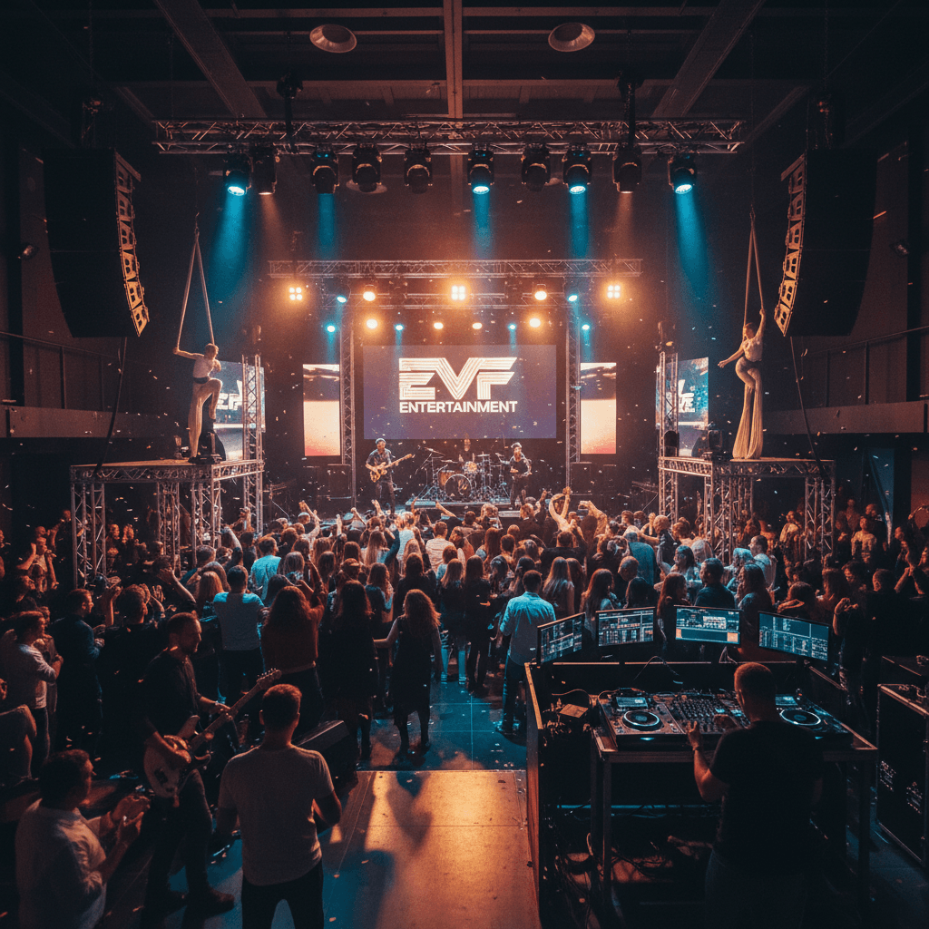 Full event space energized by EVF Entertainment's setup