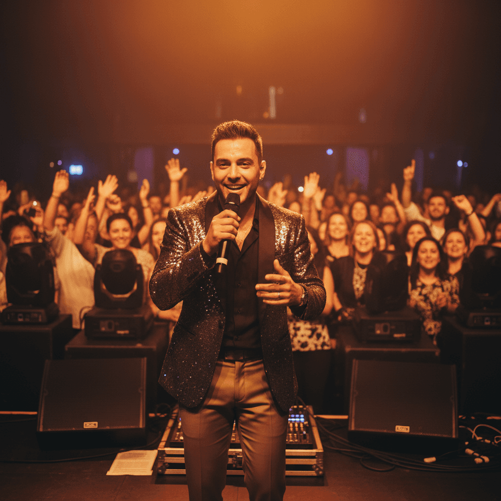 Charismatic MC engaging the crowd at an event