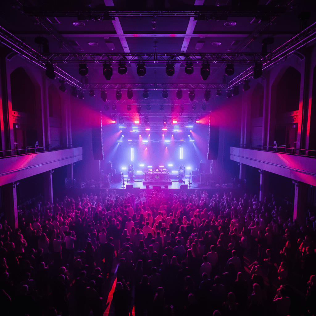 Professional lighting setup transforming an event space